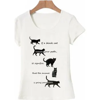 Dámské tričko Dámské bílé tričko s potiskem koček M