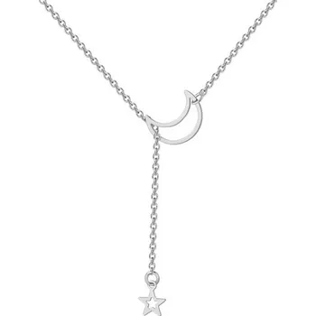 Náhrdelník Dámský náhrdelník s měsícem a hvězdou D117 stříbrná