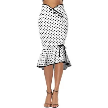 Dámská sukně Dámská puntíkatá sukně s volánem L