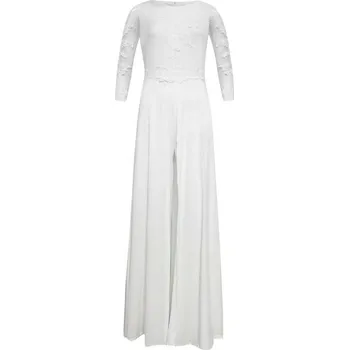 Dámský overall Dámský bílý overal s vlečkou a krajkou L