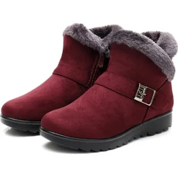 Dámská zimní obuv Dámské zimní kotníkové boty s kožíškem J1816 červená 41
