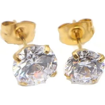 Náušnice Dámské peckové náušnice se zirkonem G451 zlatá 7 mm