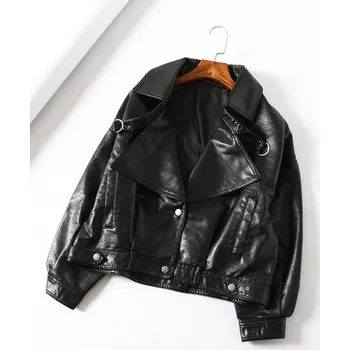 Dámská casual bunda Dámská bunda z umělé kůže P2035 černá L