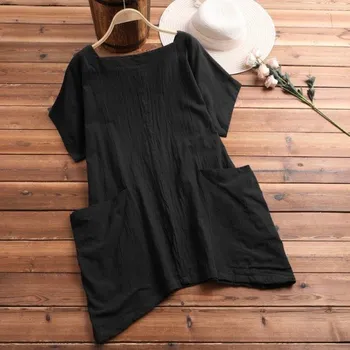 Dámská halenka Dámská černá halenka s kapsami 4XL