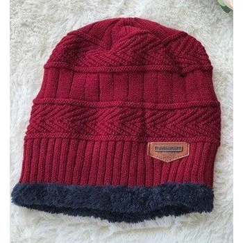 Čepice Dámská oboustranná pletená čepice J788 červená