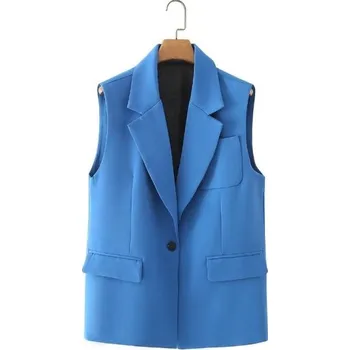Dámská vesta Dámská společenská vesta modrá P2089 M