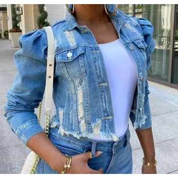 Dámská casual bunda Dámská krátká džínová bunda světle modrá M