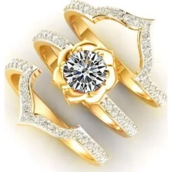 Prsten Dámský prstýnek s květinou 3 ks zlatá 10