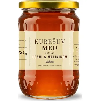 Kubešův med - Med květový - lesní s maliníkem - 0,75 kg sklo