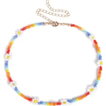 Náhrdelník Dámský korálkový řetízek s kopretinou 2