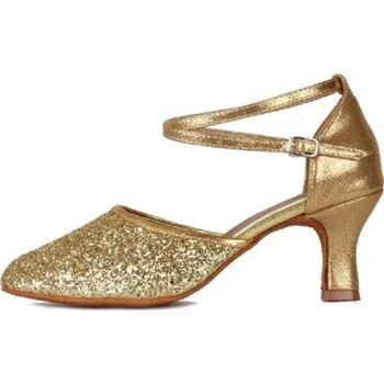 Dámské lodičky Dámské taneční boty na podpatku zlatá 34 7 cm