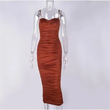 Dámské oblečení Dámské šaty s řasením hnědá L