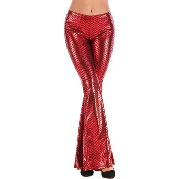 Dámské kalhoty Dámské lesklé kalhoty A422 červená L