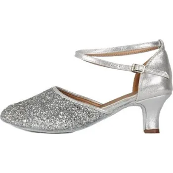 Dámské lodičky Dámské taneční boty na podpatku stříbrná 38 5 cm