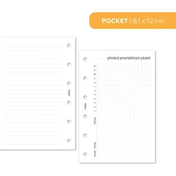 Kancelář Fleppi Náplň do diáře - Přehled pravidelných plateb Vyberte velikost náplně: Pocket