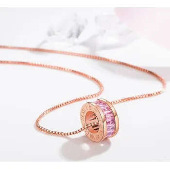 Náhrdelník Dámský náhrdelník s kruhovým přívěskem D514 starorůžová