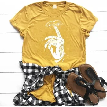 Dámské tričko s motivem ruky hořčicová XXL