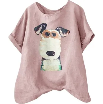 Dámské tričko s potiskem psa růžová XXL