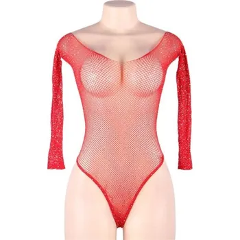 Body Dámské sexy síťované body B800 červená S