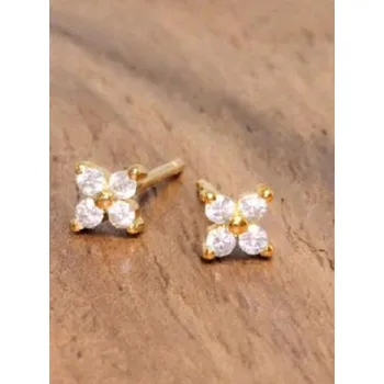 Náušnice Dámské náušnice pecky květy se zirkony zlatá 5 mm
