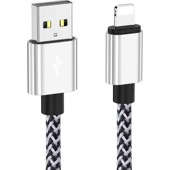 Datový kabel Datový kabel pro Apple Lightning na USB K683 stříbrná 20 cm