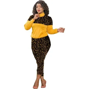 Dámská mikina Dámská leopardí mikina a tepláky B1030 tmavě žlutá XXL