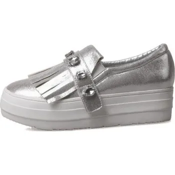 Dámské tenisky Dámské slip on tenisky s třásněmi J1152 stříbrná 40