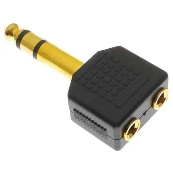 Redukce Adaptér 3 pólový 6.35mm jack na dual 3.5mm jack