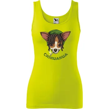 Dámské oblečení DOBRÝ TRIKO Dámské tílko s potiskem Čivava Velikost: M, Barva: Limetková