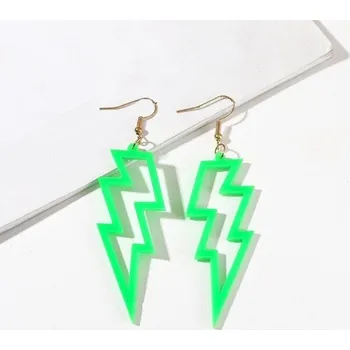 Šperk Dámské visací náušnice blesky G1473 neonová zelená