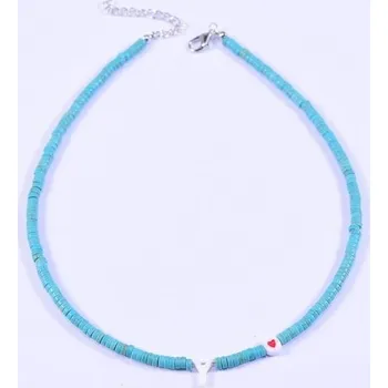 Náhrdelník Dámský náhrdelník s písmenem D226 tyrkysová M