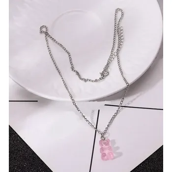 Náhrdelník Dámský náhrdelník s medvídkem G735 růžová