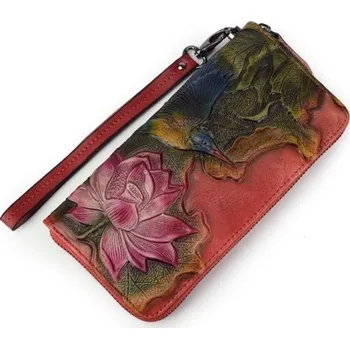 Peněženka Dámská kožená peněženka s kolibříkem červená