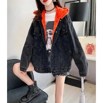 Dámská casual bunda Dámská džínová bunda P2485 oranžová XL