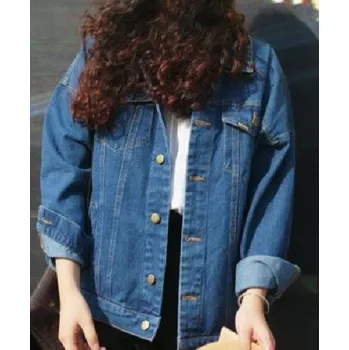 Dámská casual bunda Dámská džínová bunda s knoflíky J1036 tmavě modrá S