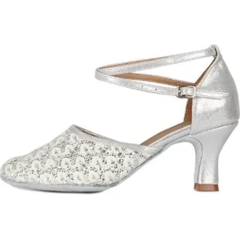 Dámská obuv Dámské taneční boty s flitry stříbrná 38 7 cm