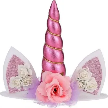 Dekorace na dort s jednorožcem růžová