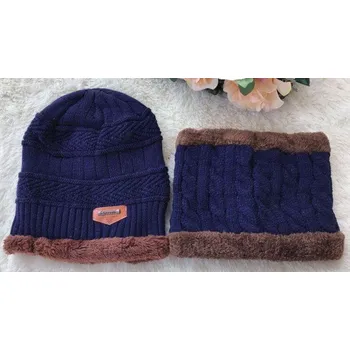 Čepice Dámský pletený oboustranný set J2857 modrá