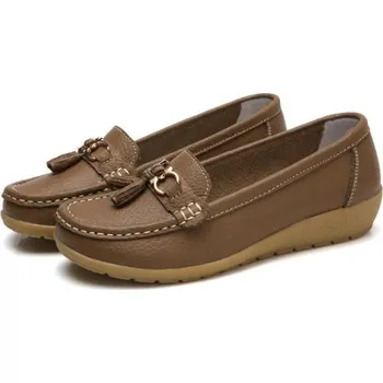 Dámské baleríny Dámské mokasíny na klínku hnědá 37