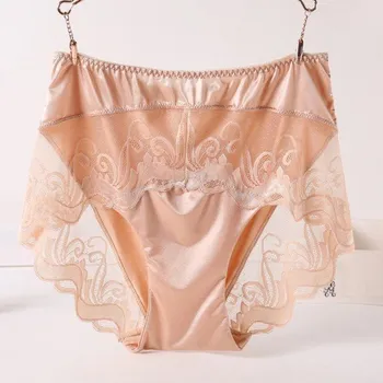 Kalhotky Dámské krajkové kalhotky do pasu A704 béžova L