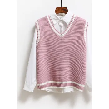 Dámská vesta Dámská pletená vesta P2067 růžová S