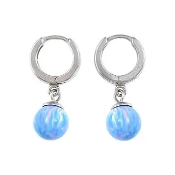 Šperk Stříbrné náušnice kroužky s modrými opály 8mm