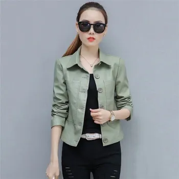 Dámská bunda Dámská kožená bunda P1855 světle zelená M