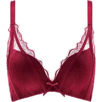 Podprsenka Dámská krajková podprsenka s výstřihem vínová 75B