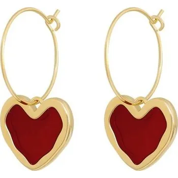 Náušnice Dámské visací náušnice srdce G134 červená