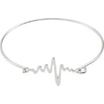 Náramek Dámský pevný náramek tep stříbrná