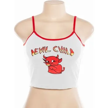 Dámské mini tílko s potiskem čerta bílá S