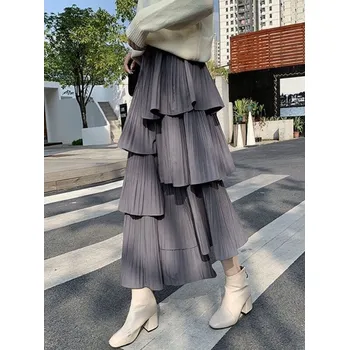 Dámská sukně Dámská dlouhá sukně s volány šedá