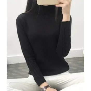 Dámský svetr Dámský pletený rolák J2858 černá S