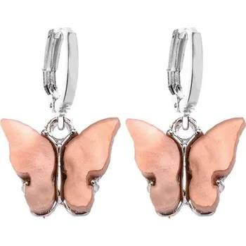 Náušnice Dámské kruhové náušnice s motýlem C1097 17